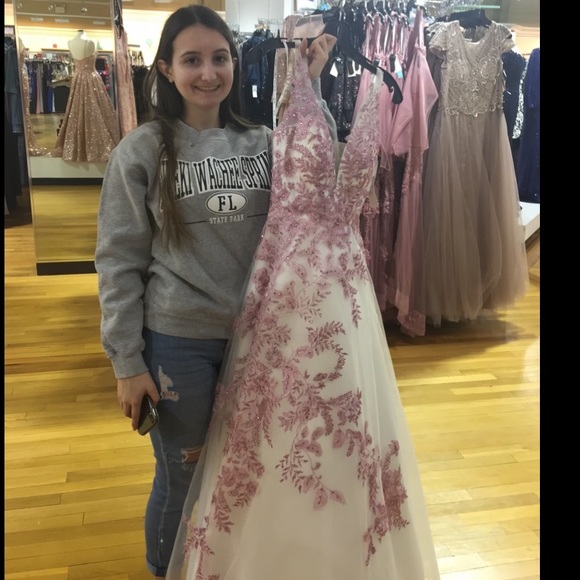 Camilo White and Pink Prom Dress - Picture 2 of 3